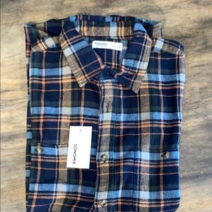 Sonoma Men's Blue Plaid Shirt Medium